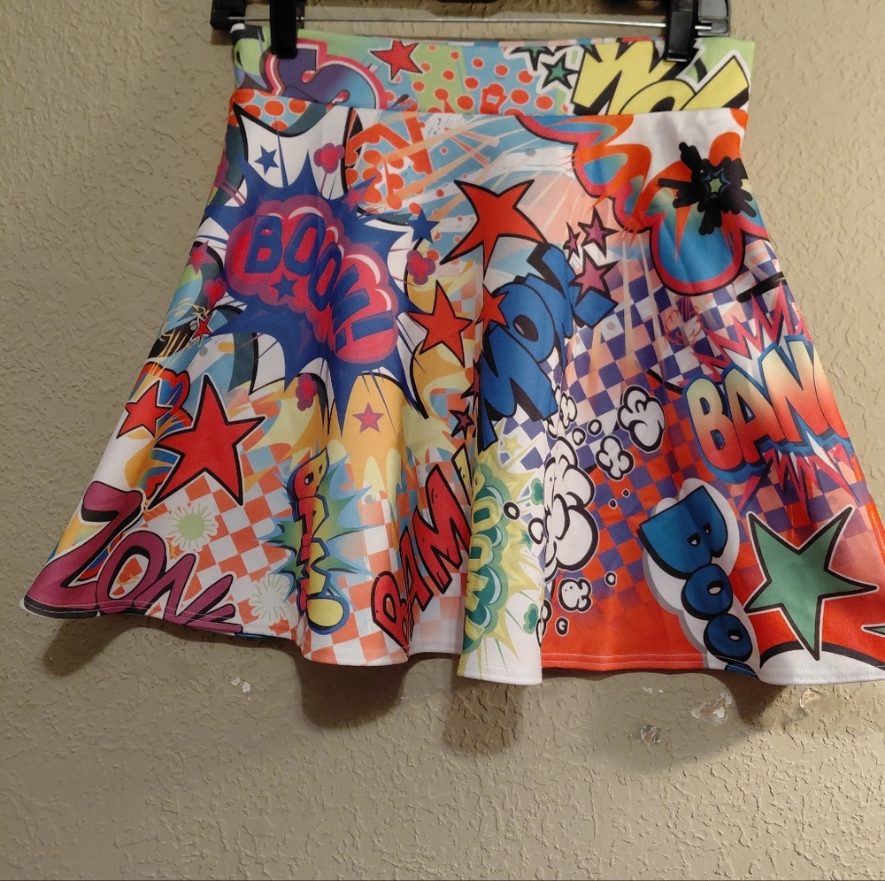 Rue21 Multicolor Comic Print Skater Skirt - Picture 5 of 6